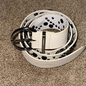 KAREN MILLEN - White Leather Studded Belt - size 2